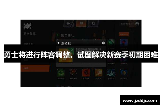 勇士将进行阵容调整，试图解决新赛季初期困难